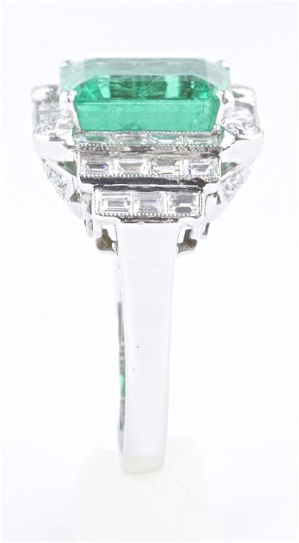 5.28 Carat Colombian Emerald Diamond Platinum Ring 2