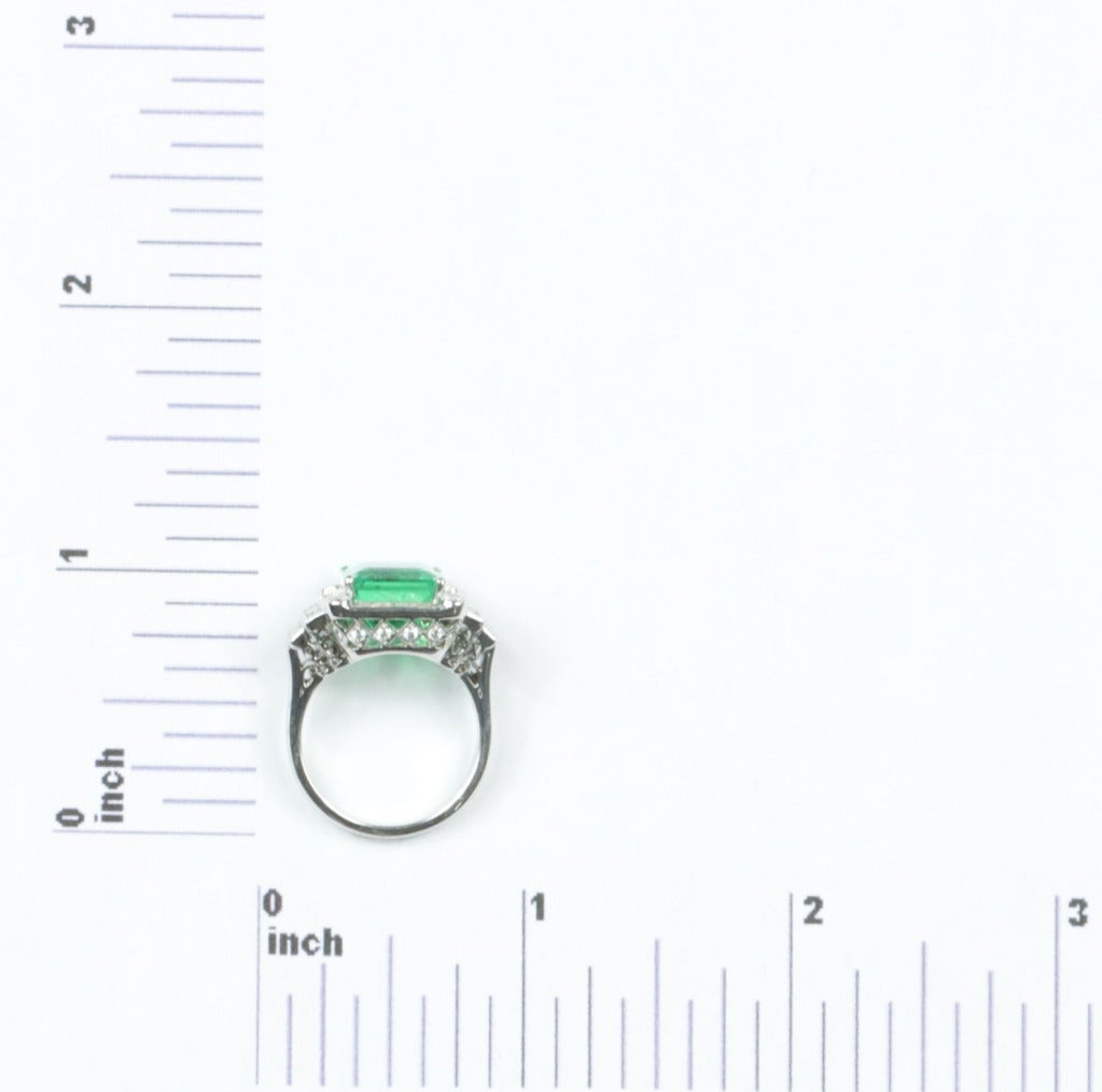 5.28 Carat Colombian Emerald Diamond Platinum Ring 3
