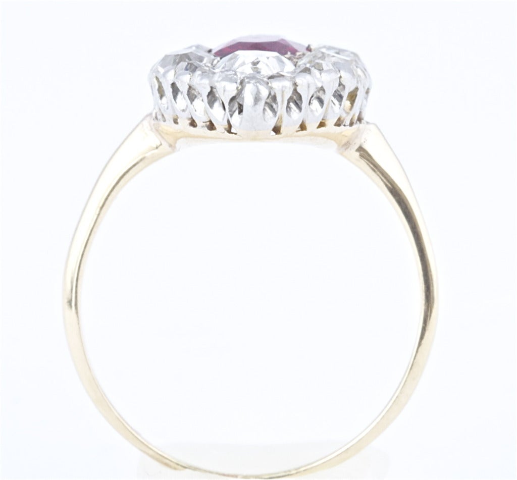 Edwardian Ruby Diamond Engagement Ring In Good Condition In Beverly Hills, CA