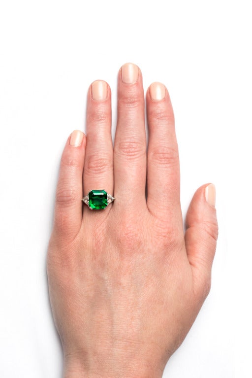 4.15 Carat Colombian Emerald Diamond Platinum Ring 3