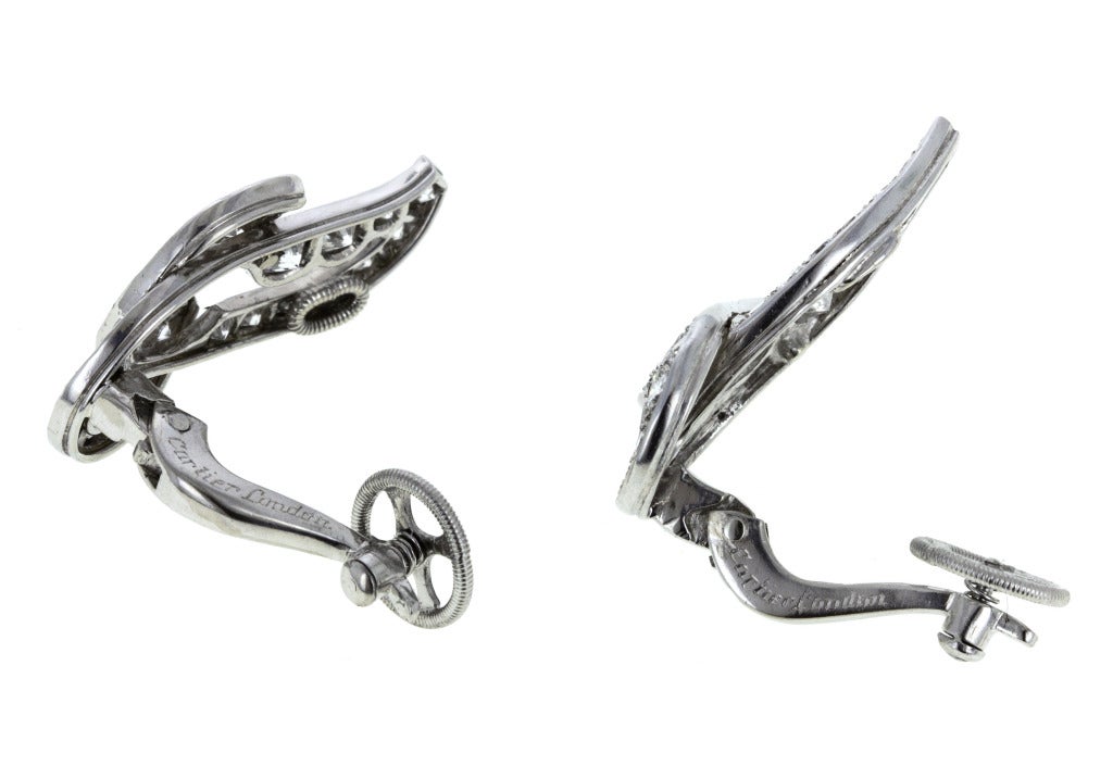 Cartier London Coronation Era  Diamond  Platinum Earrings