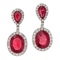 Ruby Diamond Platinum Modular Design Earrings