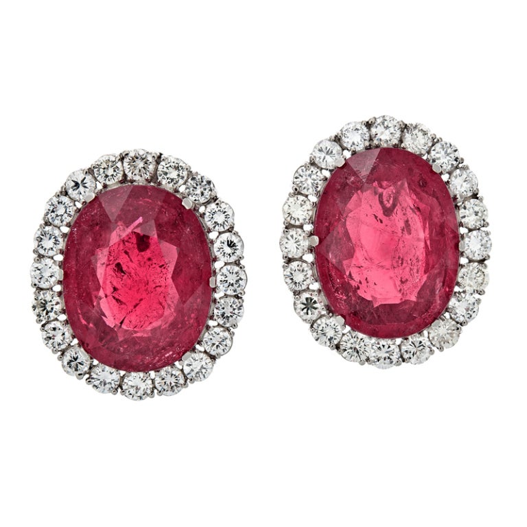 Ruby Diamond Platinum Modular Design Earrings 1