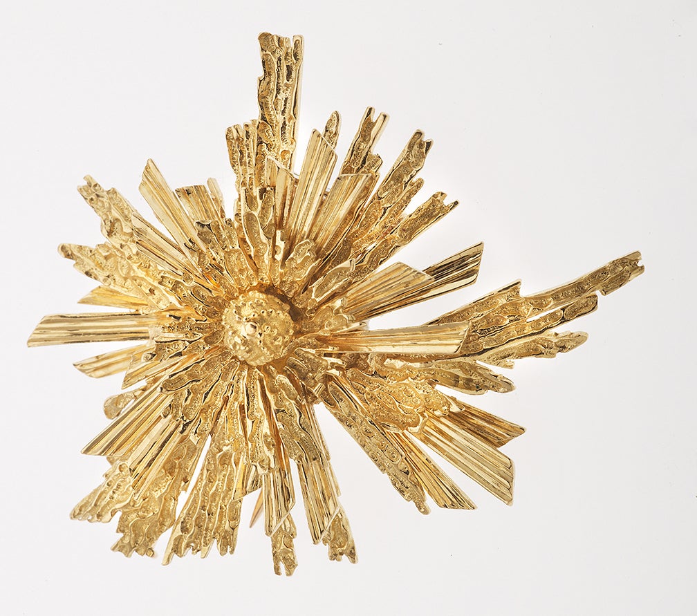 CARTIER PARIS Gold Sunburst Brooch