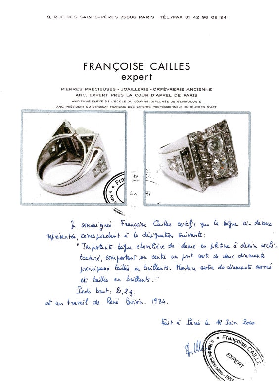 RENE BOIVIN. Une bague à diamants. Pour femmes en vente