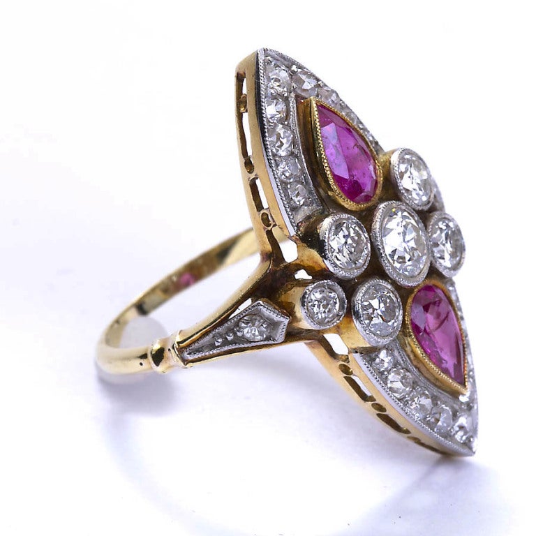 Edwardian Antique Diamond and Ruby Ring
