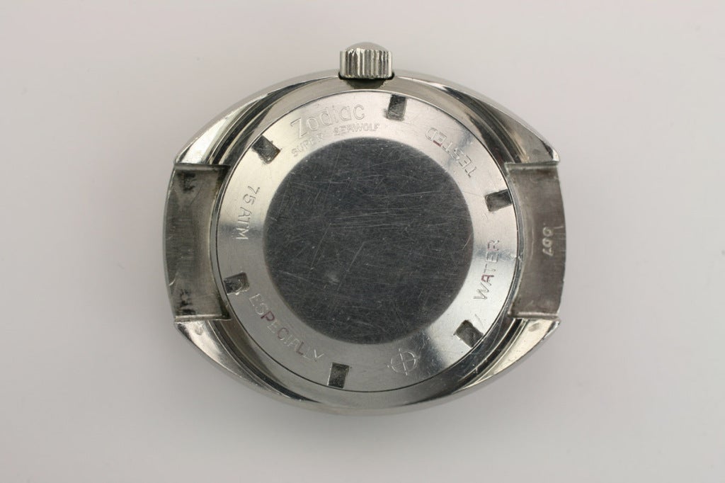 Zodiac Stainless Steel Super Sea Wolf Dive Wristwatch c.1970's 1