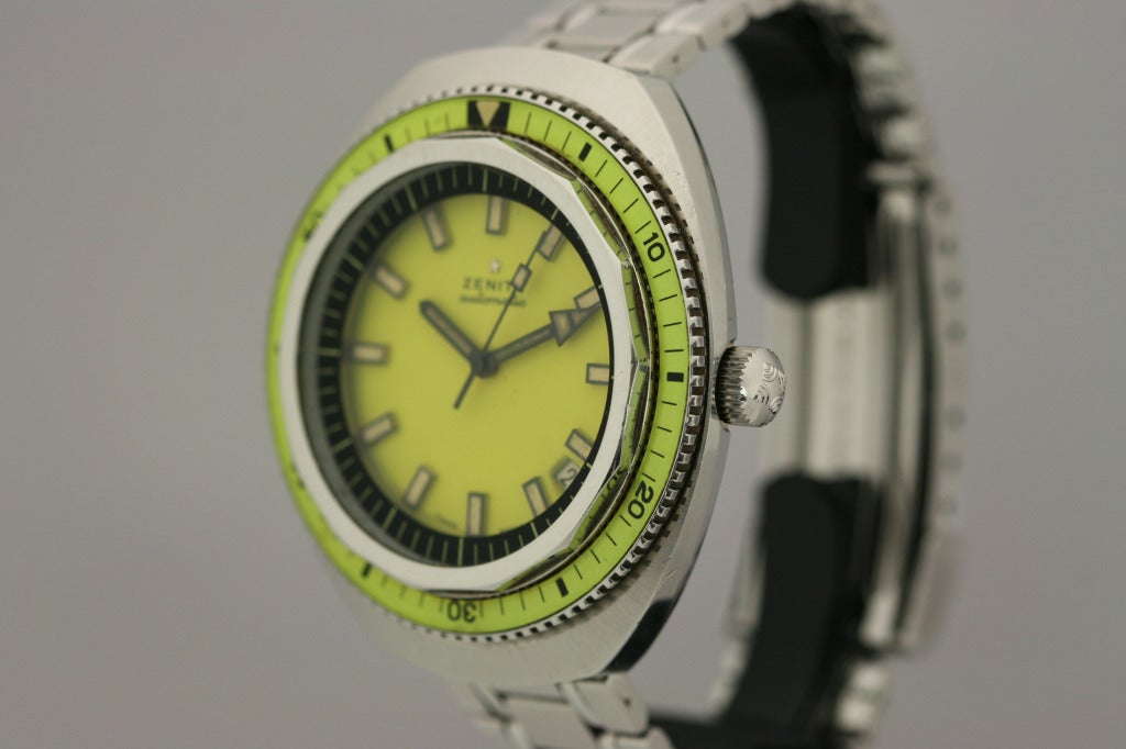 Zenith Stainless Steel Automatic Dive Wristwatch circa 1960s