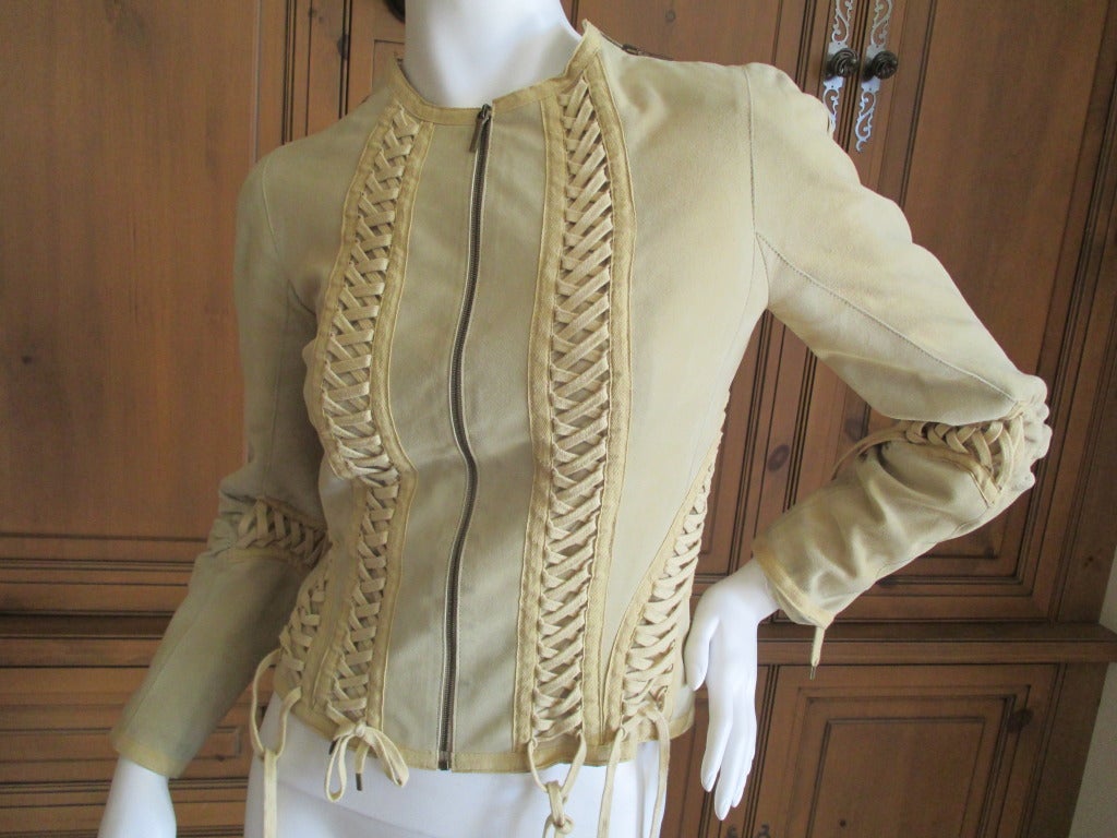Christian Dior by Galliano Corset Lace Suede Jacket In Excellent Condition In Cloverdale, CA