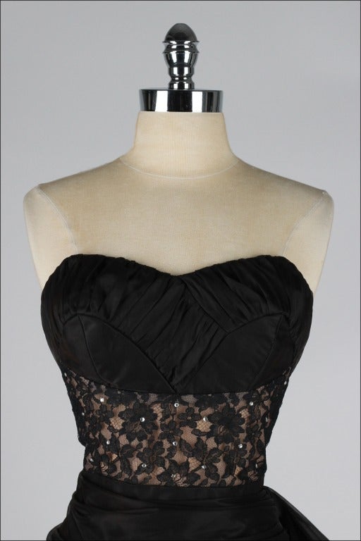 Women's Vintage 1950's Lilli Diamond Black Chiffon Cocktail Dress