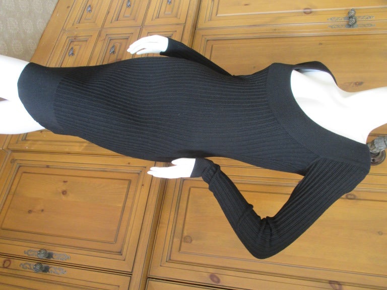Azzedine Alaia 1980's Ribbed Knit Black Dress In Excellent Condition In Cloverdale, CA