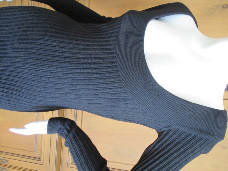 Azzedine Alaia 1980's Ribbed Knit Black Dress 1