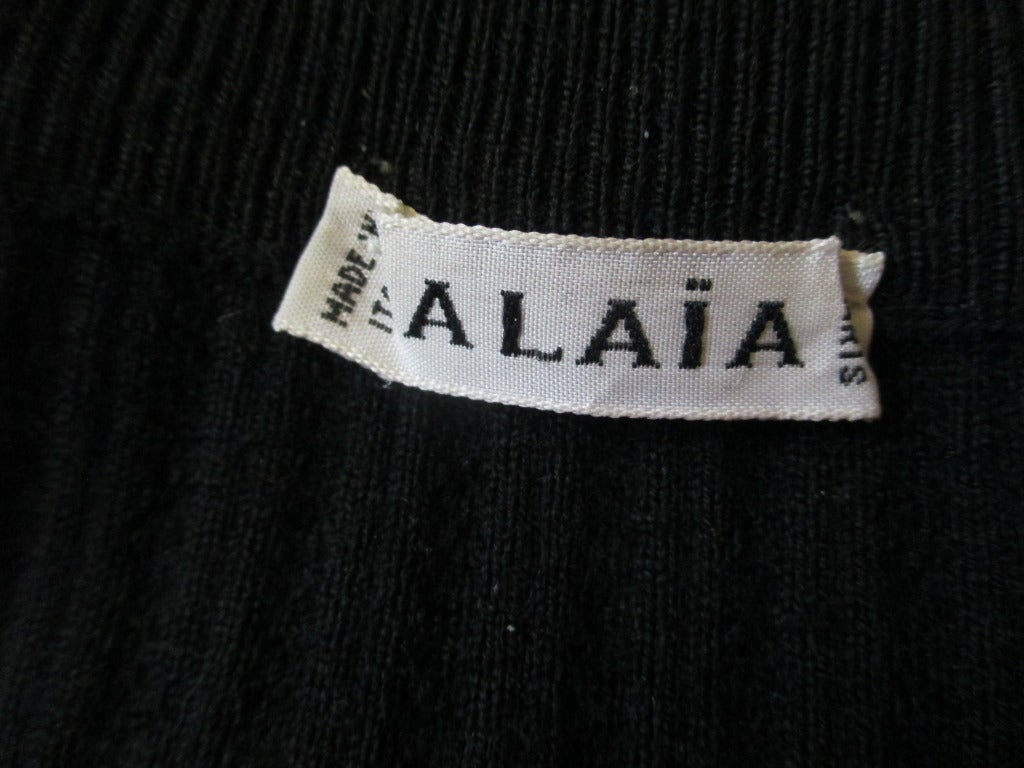 Azzedine Alaia 1980's Ribbed Knit Black Dress 2