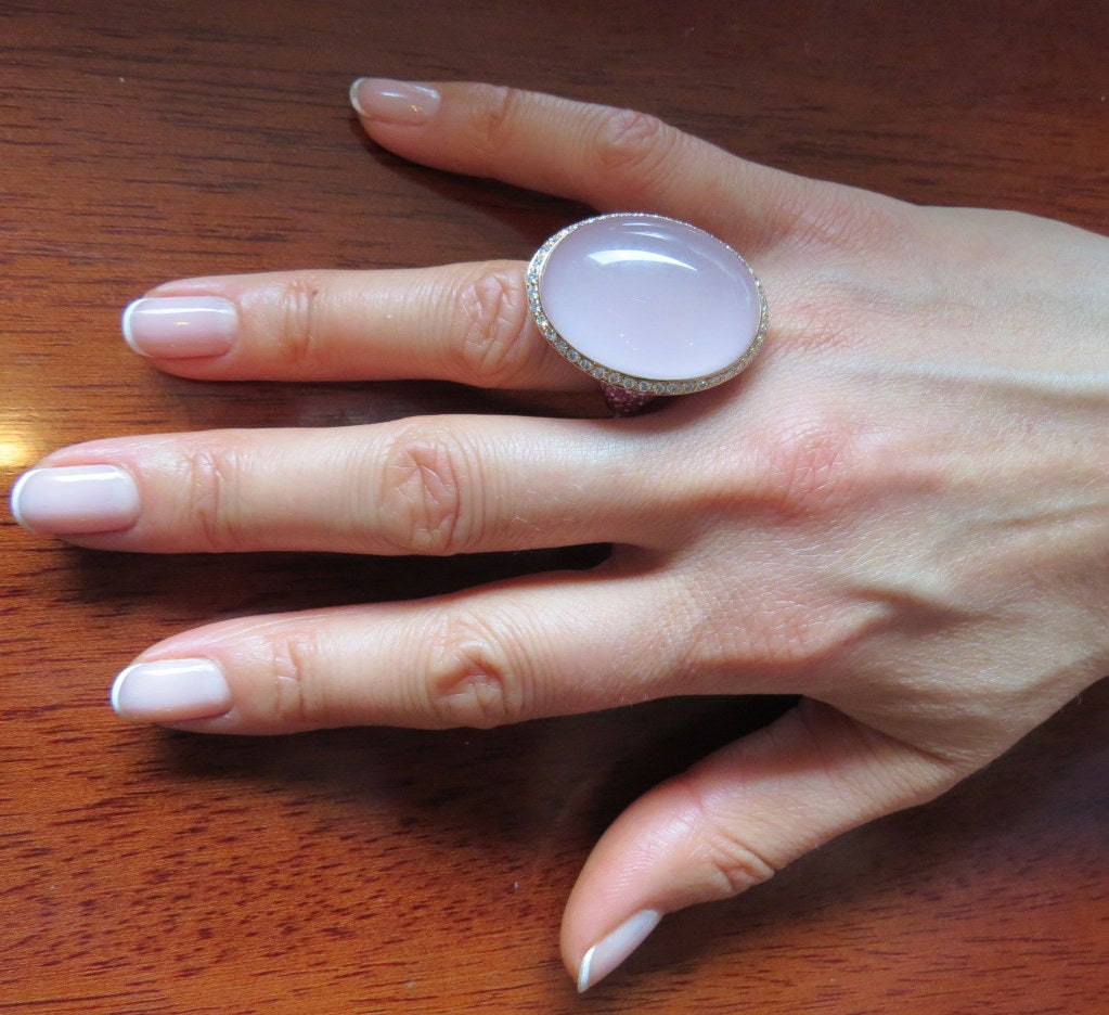 Women's Modern Pink Sapphire Diamond Quartz Gold Ring