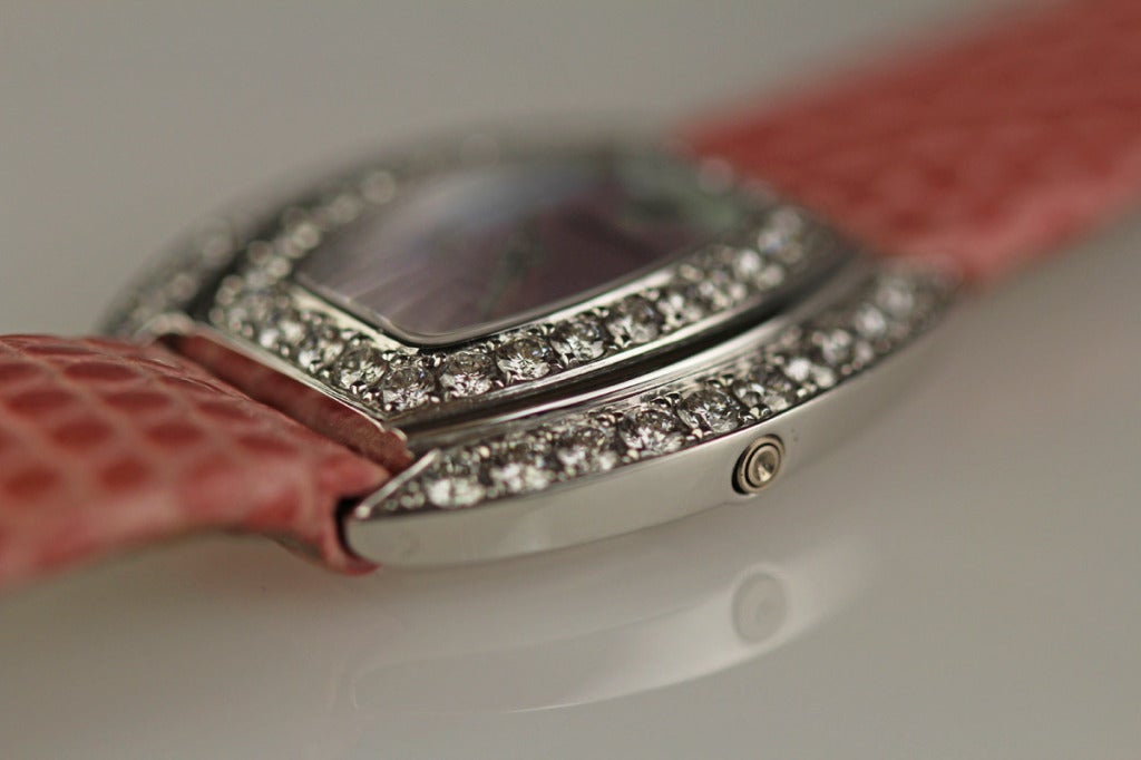 Audemars Piguet Lady's White Gold and Diamond Tonneau Wristwatch circa 2000 6