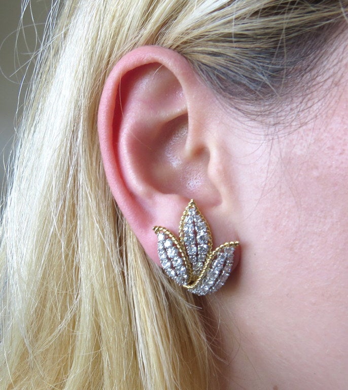 Women's 1960s Diamond Gold Earrings