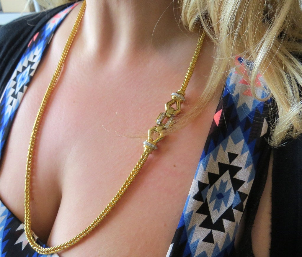Women's Foxtail Diamond Gold Chain Necklace