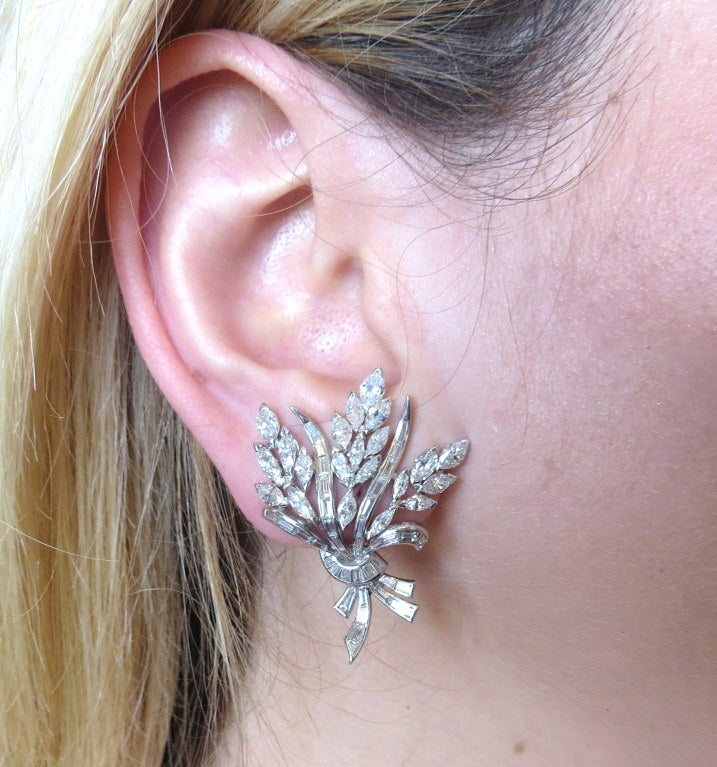 Women's 1960s Platinum Diamond Earrings