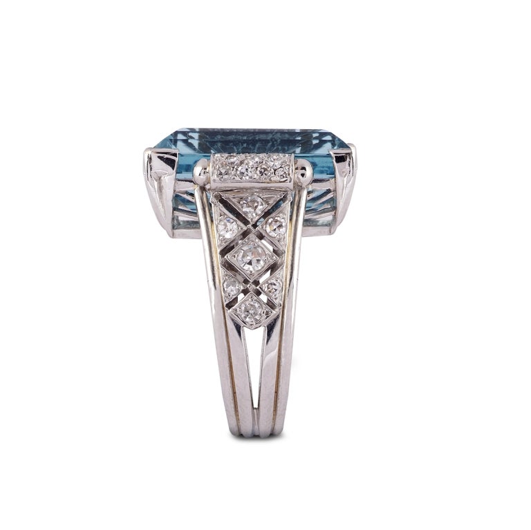 RENE BOIVIN Aquamarine Diamond Ring