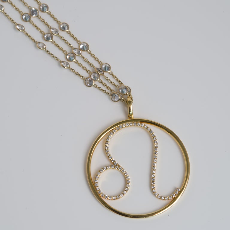 White Diamond and Gold Zodiac Sign Charm