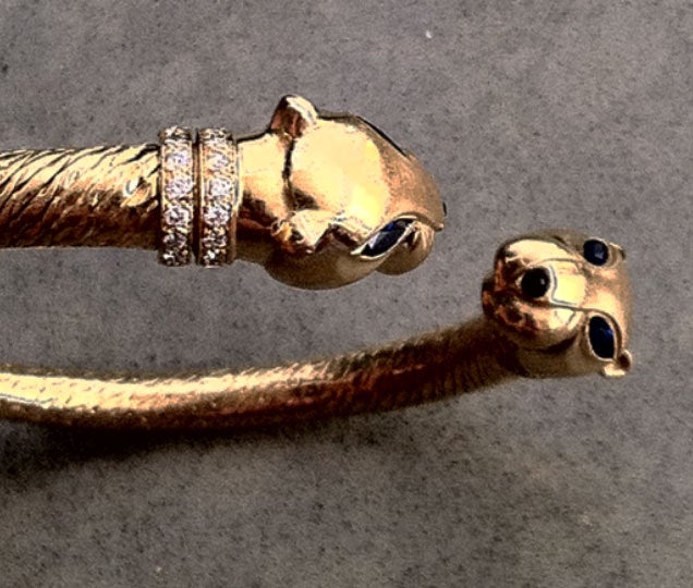 Women's Cartier Paris Gold Sapphire Diamond Panther Bracelet