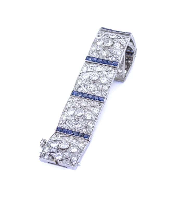 Art Deco Style Diamond and Sapphire Bracelet 1