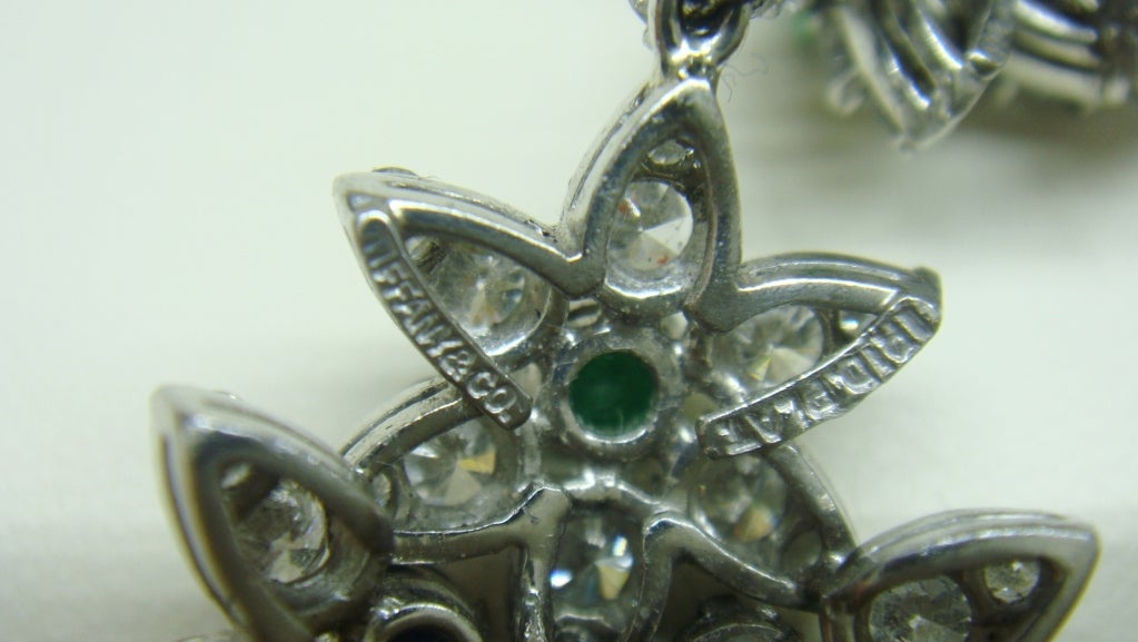 Tiffany & Co Emerald Sapphire Diamond Flower Day Night Earrings For Sale 4