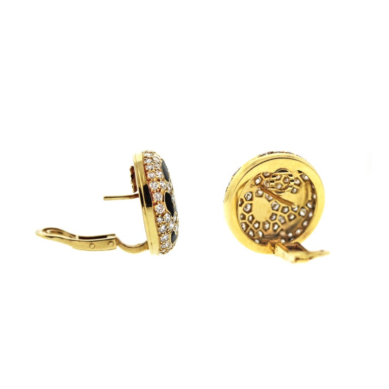 French Diamond & Enamel Leopard Earrings