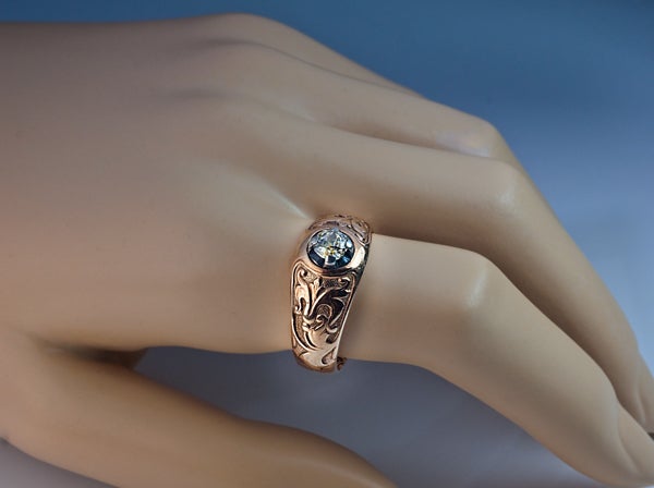 Antique Diamond Solitaire Rose Gold Men's Ring 3