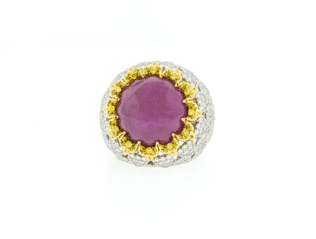 Magnificent Burmese Ruby & Diamond Ring For Sale 1