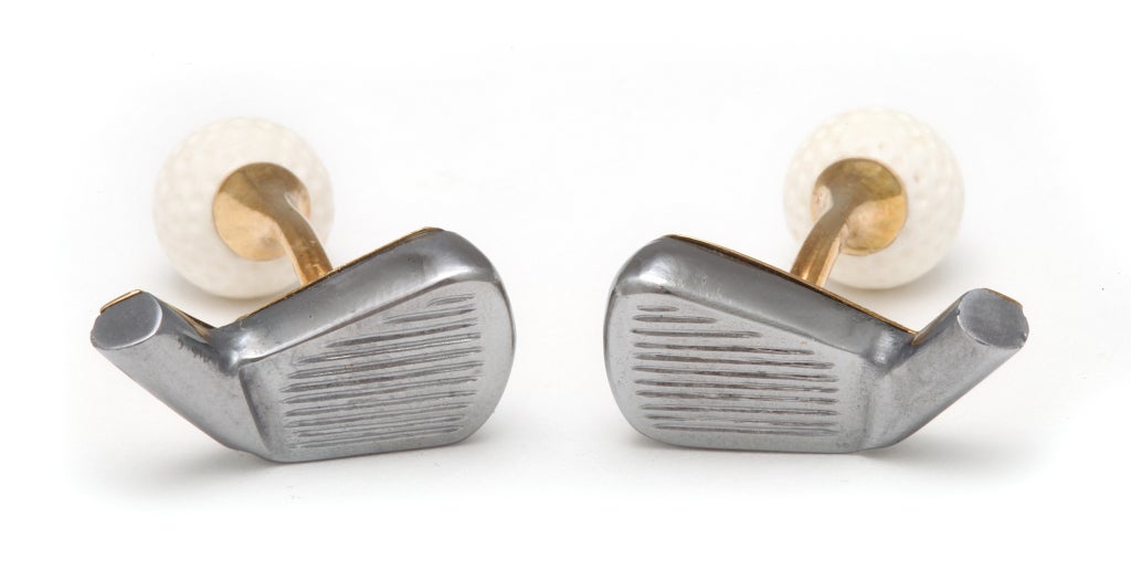 MICHAEL KANNERS Fine Carved Stone Golf Cufflinks