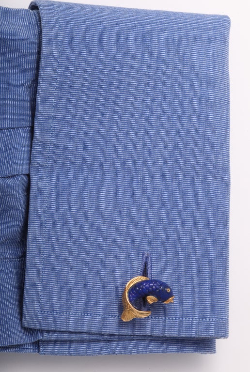 Michael Kanners Elegant Fish Cufflinks In Excellent Condition In Bal Harbour, FL