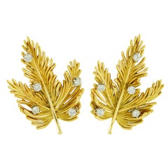 TIFFANY & CO. Leaf Earclips with Diamonds