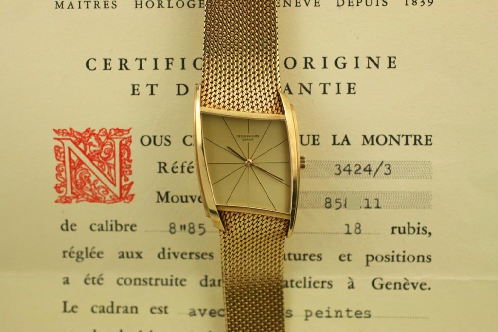 PATEK PHILIPPE Yellow Gold Asymmetric Wristwatch Ref 3424 by Gilbert Albert  circa 1960s 1