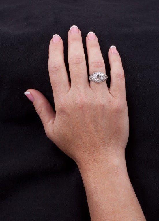 Women's EGL Certified 4.0 Carats Diamond Platinum Art Deco Engagement Ring For Sale