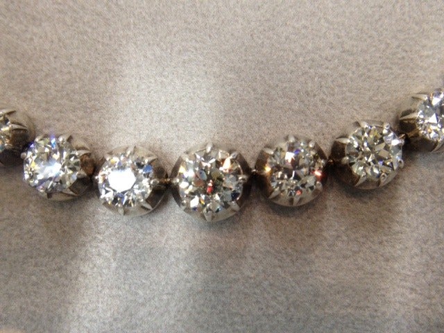 Romantic Victorian Old European Cut Diamond Riviere Necklace. 1