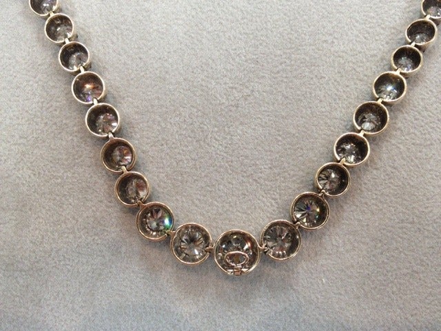 Romantic Victorian Old European Cut Diamond Riviere Necklace. 2