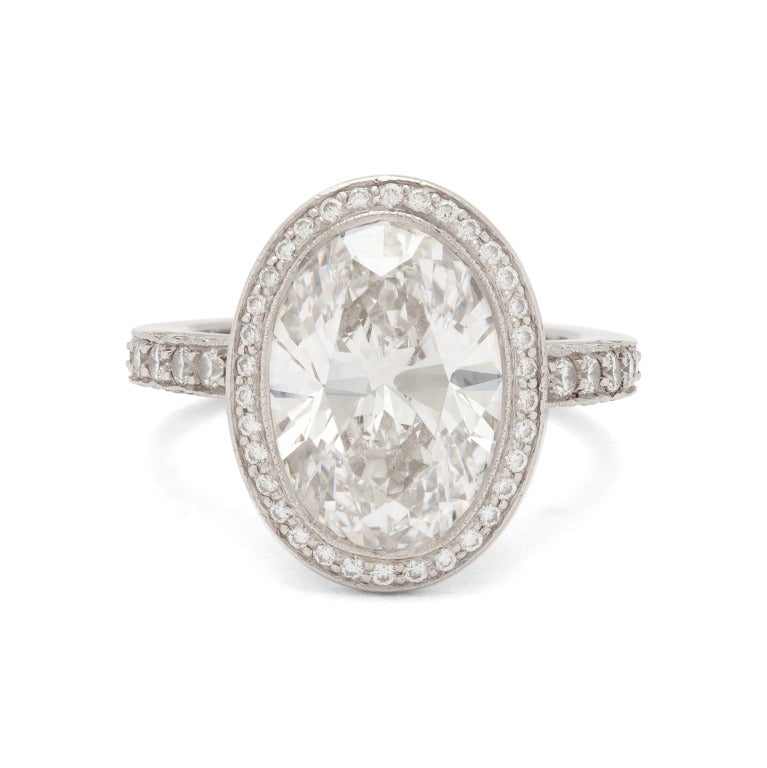 Contemporary Tiffany & Co. 4.78 Carat Custom Oval Diamond Platinum Ring