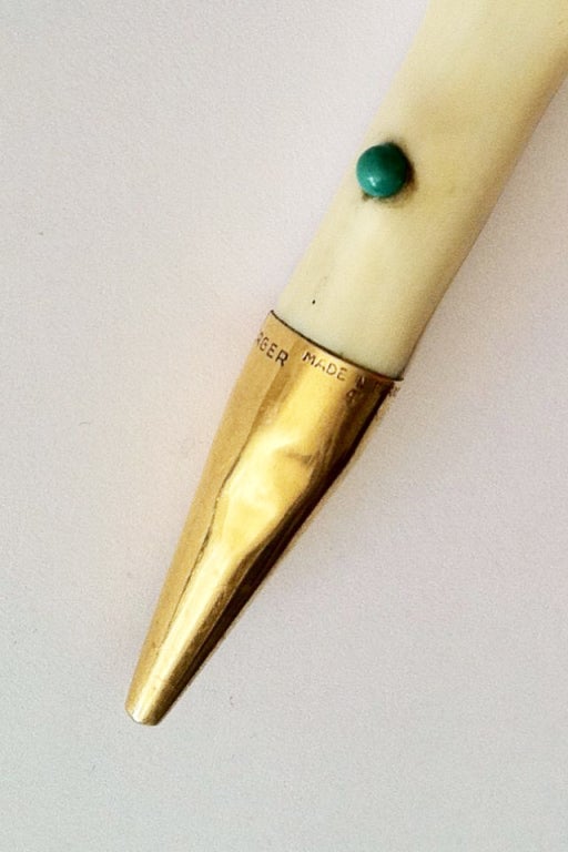 Women's or Men's Jean Schlumberger Ivory Turquoise Gold Pencil with Provenance For Sale