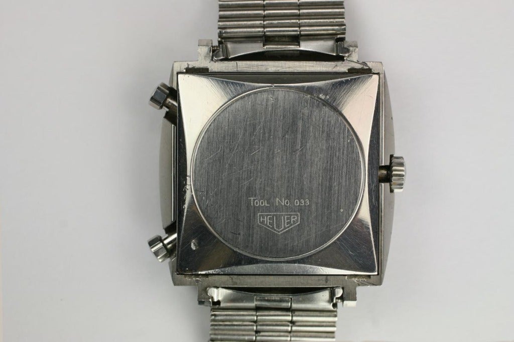 Heuer Stainless Steel Monaco Chronograph Wristwatch circa 1970s In Excellent Condition In Miami Beach, FL
