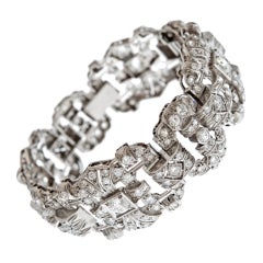 Art Deco Impressive 1930's Diamond Platinum Panel Bracelet