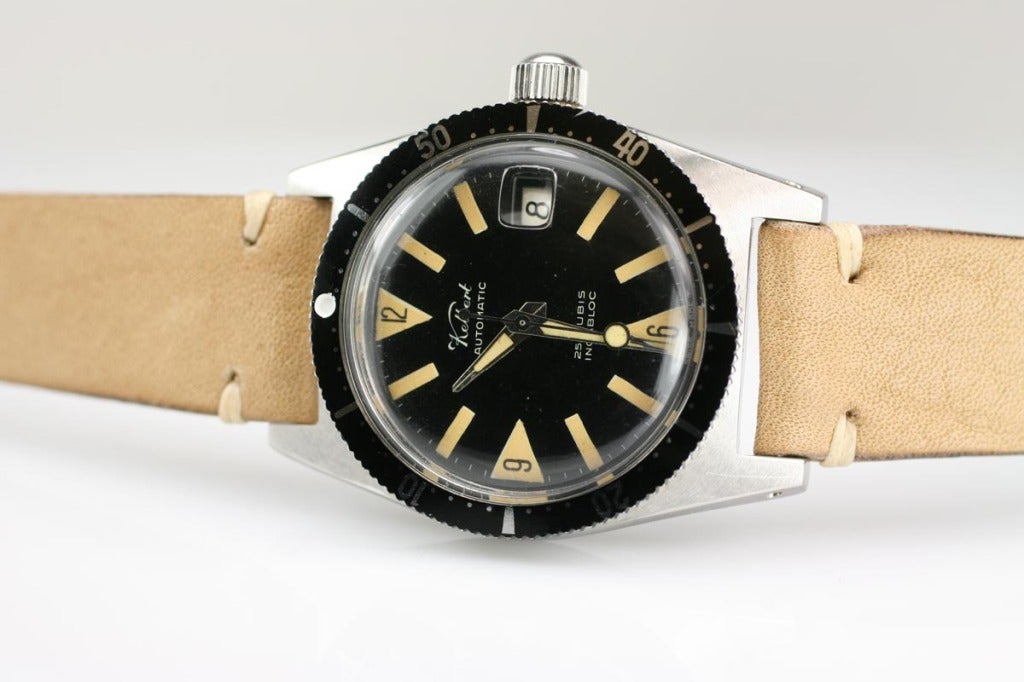 KELBERT Stainless Steel Incabloc Automatic Dive circa 1950s In Excellent Condition In Miami Beach, FL
