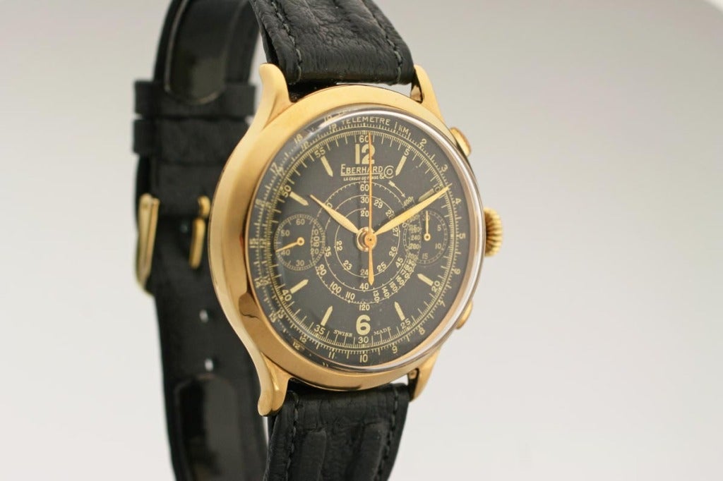 Men's EBERHARD & CO Gold-Plated Chronograph Wristwatch circa 1930s