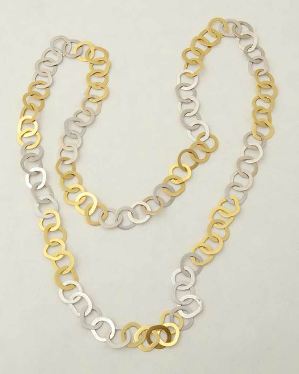 Modern Bulgari Yellow and White Gold Long Chain Necklace For Sale