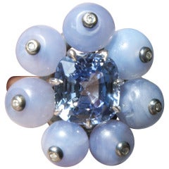Sapphire And Blue Chalcedony Ring