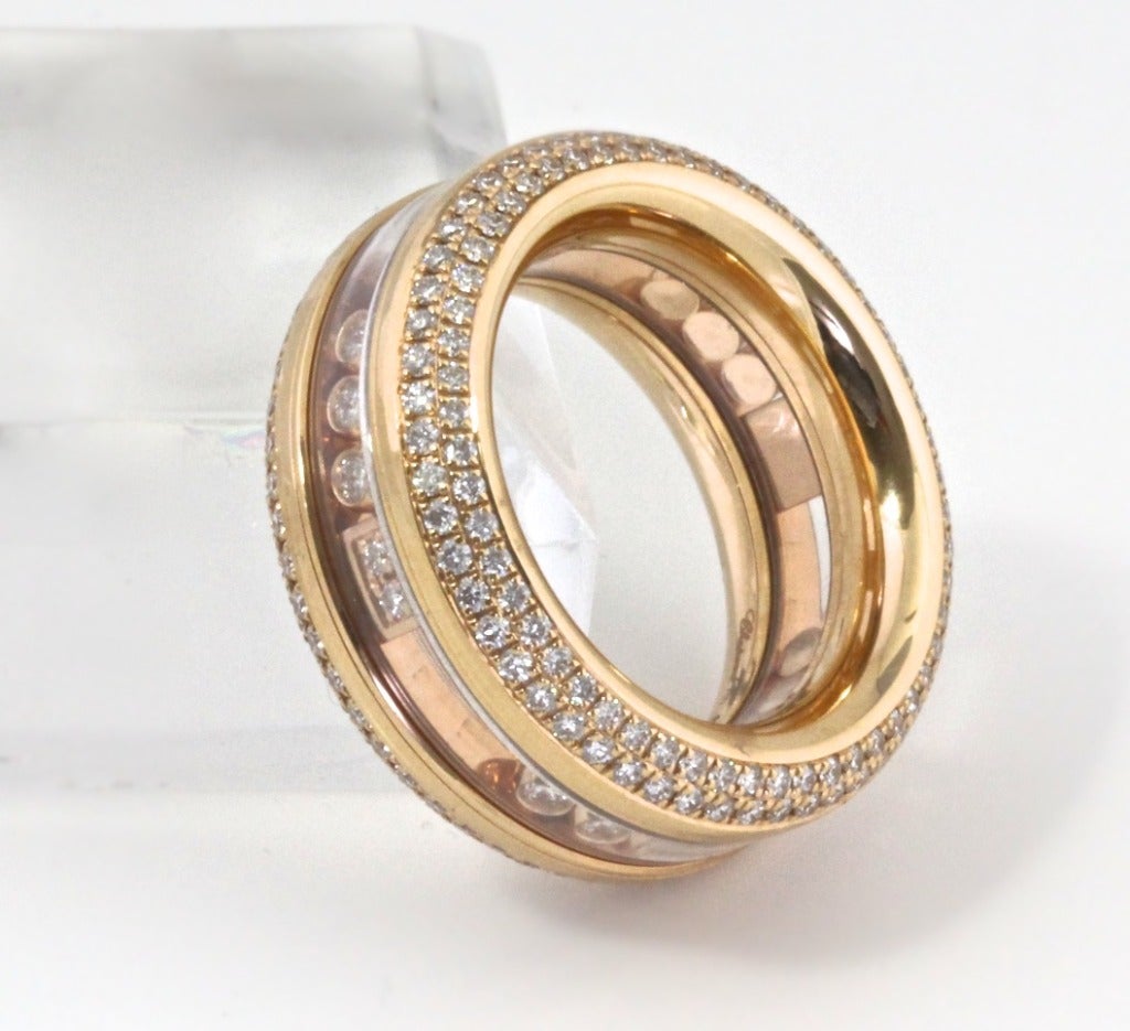 Contemporary CHOPARD Rose Gold And Diamond HAPPY DIAMONDS Ring