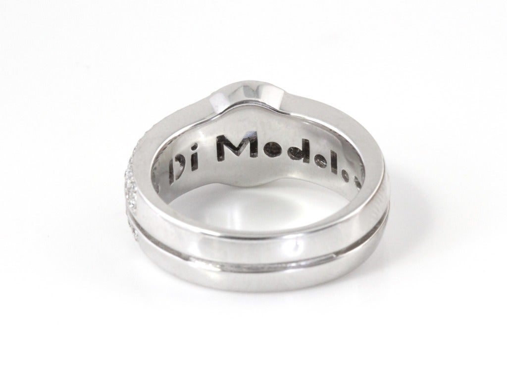 Contemporary Di MODOLO White Gold, Diamond and Blue Sapphire Ring For Sale