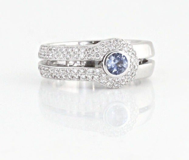 Di MODOLO White Gold, Diamond and Blue Sapphire Ring For Sale 1
