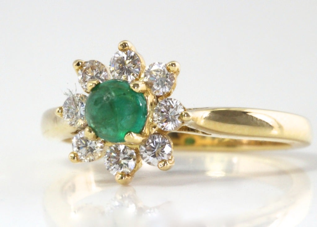 TIFFANY & Co. Yellow Gold, Diamond & Emerald Flower Ring