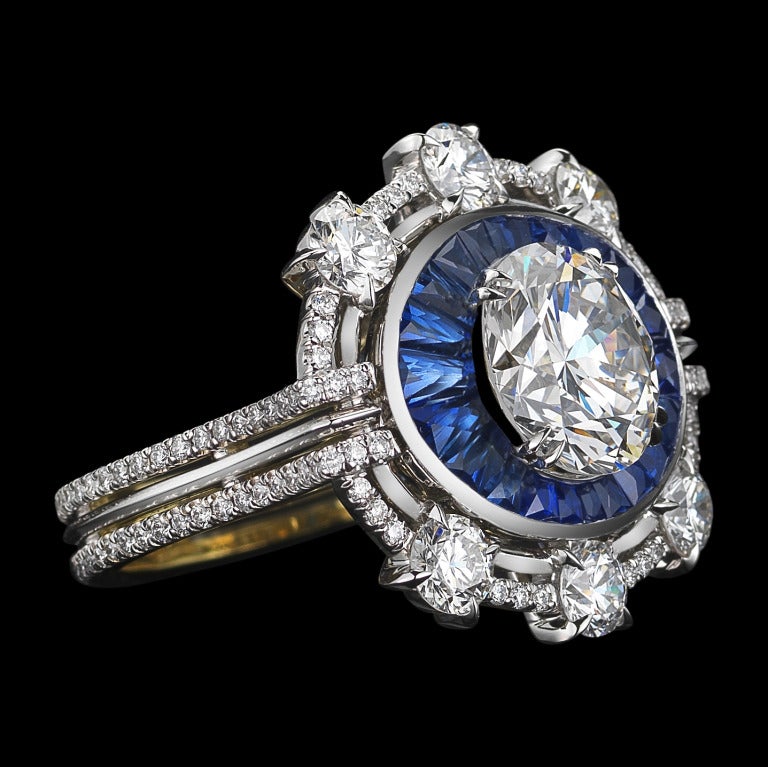Women's Brilliant-Cut Diamond & Sapphire Ring